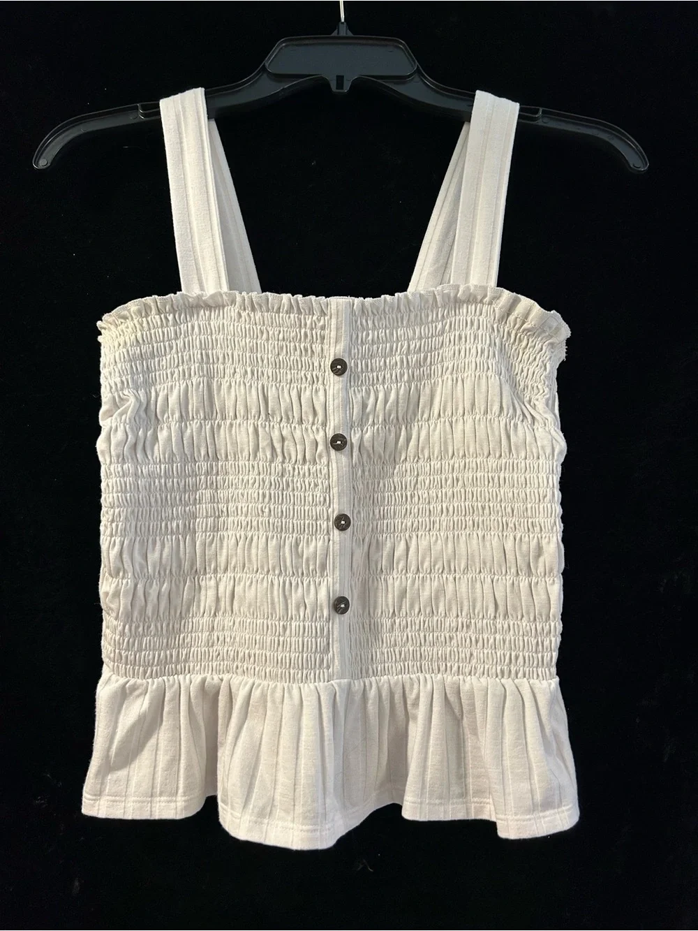 Arizona Jean Company White Smocked Peplum Tank Top